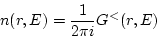 \begin{displaymath}
n(r,E) = \frac{1}{2\pi i} G^<(r,E)
\end{displaymath}