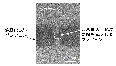 「試作されたグラフェン素子のヘリウムイオン顕微鏡像」の画像