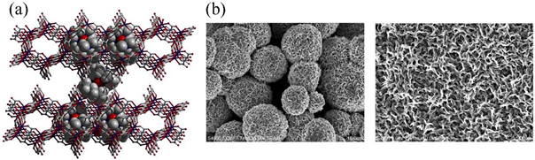 Nanostructured microspheres of a lamellar manganese dioxide obtained by the decomposition of a quasi-1-dimensional manganese oxalate coordination complex.