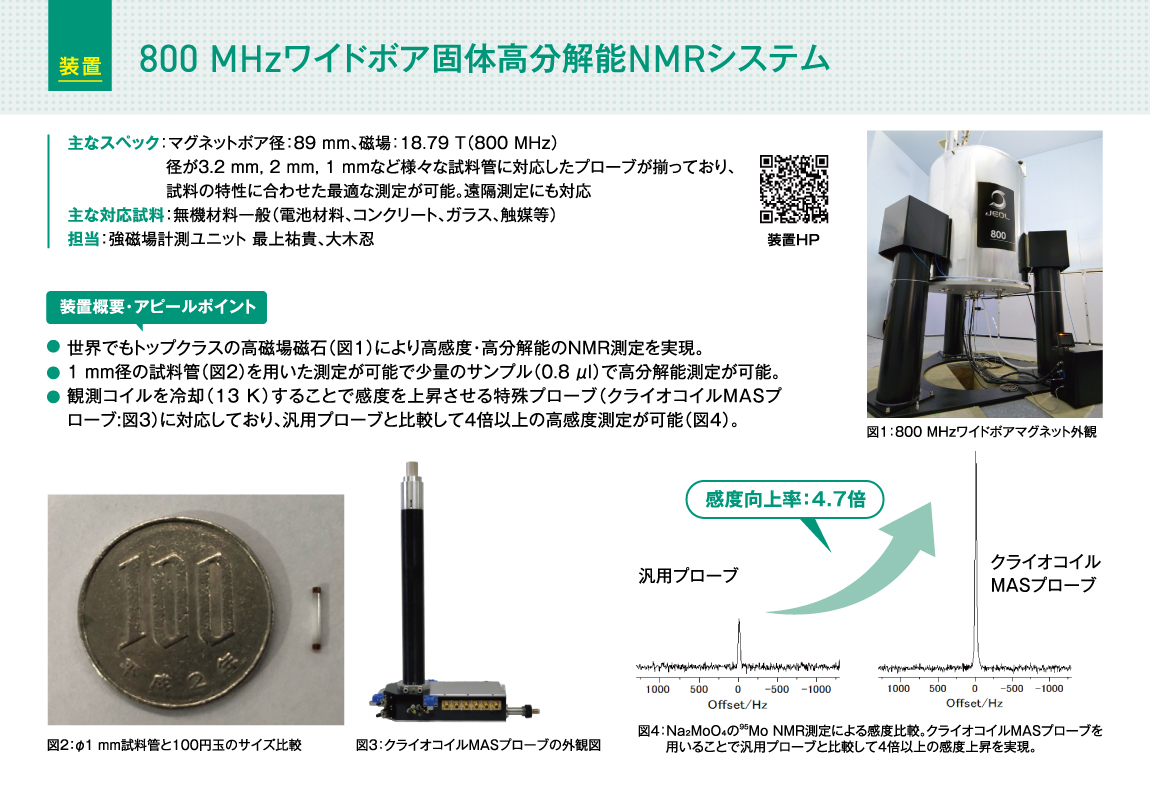 800 MHzワイドボア固体高分解能NMRシステム 