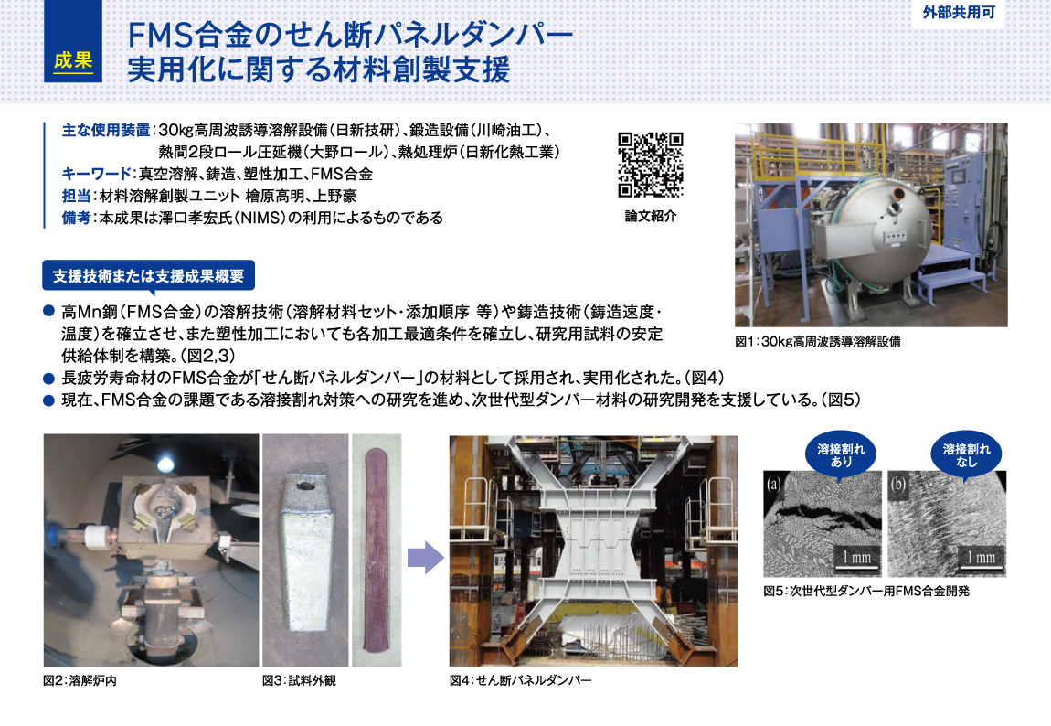FMS合金のせん断パネルダンパー実用化に関する材料創製支援 