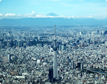 東京スカイツリーと富士山