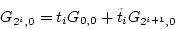 \begin{displaymath}
G_{2^i,0} = t_i G_{0,0} + \tilde{t}_{i} G_{2^{i+1},0}
\end{displaymath}