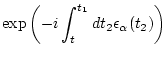 $\displaystyle \exp\left( -i \int_t^{t_1} d t_2 \epsilon _\alpha (t_2) \right)$