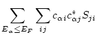 $\displaystyle \sum_{E_\alpha \le E_F} \sum_{ij} c_{\alpha i} c_{\alpha j}^* S_{ji}$