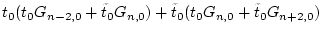 $\displaystyle t_0 (t_0 G_{n-2,0} + \tilde{t}_{0} G_{n,0} ) +
\tilde{t}_{0} (t_0 G_{n,0} + \tilde{t}_{0} G_{n+2,0} )$