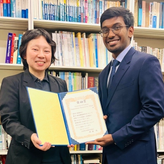 Mr. A.R. Dilipan, a graduate student in Univ. of Tsukuba, won the Encouragement Award at the Japan Electronic Materials Society - 61st Autumn Lecture Conference 2024 01