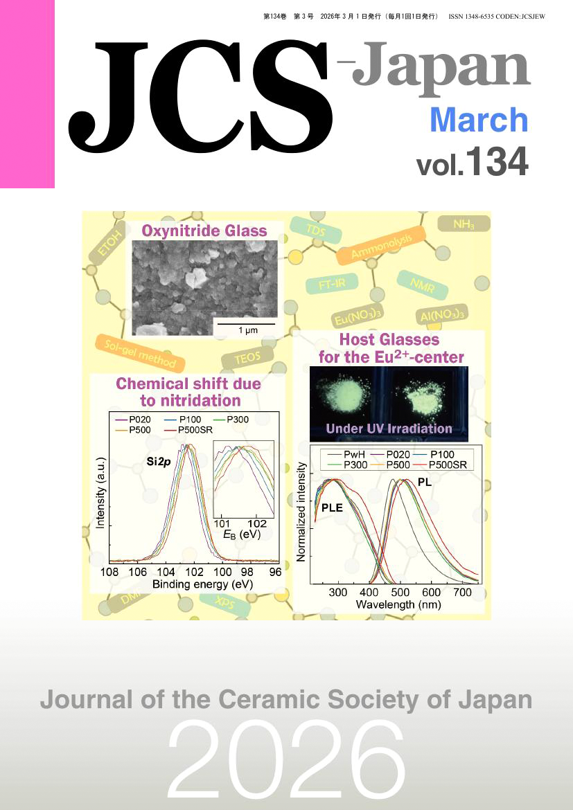 A paper by Hiroyo Segawa et al. is featured on the cover of the Journal of the Ceramic Society of Japan.