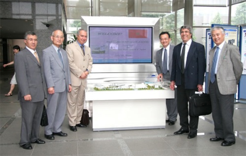 "From left: Mr. Chourak, Dr. Kimura (President, the Society of Non-traditional Technology), Prof. Boutaleb, Dr. Kitagawa (Vice President, NIMS), Prof. Elouadi, and Dr. Noda (Vice President, NIMS)" Image
