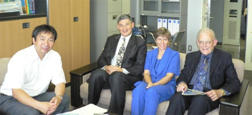 "From right: Dr. David Thompson, Dr. Elma Van Der Lingen, Dr. Christopher W. Corti and Dr. Chikashi Nishimura (Fuel Cell Materials Center, NIMS)" Image
