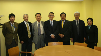 "From right to left; Prof. Siriluck (Assistant Director in Research and Development, MTEC), Dr. Shinohara (Group Leader of Corrosion Group, NIMS), Dr. Paritud (President of MTEC), President Prof. Kishi, Dr. Kitagawa (Vice President of NIMS), Dr. Noda (Vice President of NIMS), Dr. Akiyama (Intl. Affairs Office/Seniorresearcher, NIMS)" Image