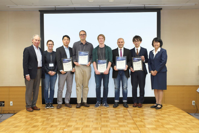 "Ceremony for The WMRIF Young Scientists Award (Right: Ms. Yuko Nagano, Executive Vice President of NIMS, Left:Dr, Stephen Frieman, NIST and Dr. Laurie Locascio, NIST, President of WMRIF )" Image