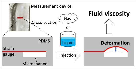 "Figure. Schematic of the viscosity measurement process using the new technique." Image