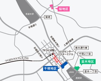 NIMS各地区所在地（千現・並木・桜）