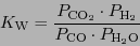 \begin{displaymath}
\ensuremath{K_{\mathrm{W}}}= \frac{P_{\ensuremath{\mathrm{CO...
...h{\mathrm{CO}}} \cdot P_{\ensuremath{\mathrm{H}_2\mathrm{O}}}}
\end{displaymath}