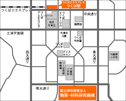 つくばエクスプレス「つくば駅」からの地図