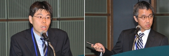 「左写真 : 小澤 忠 (MANA ナノマテリアル分野)  右写真 : 小山 敏幸 (計算科学センター)」の画像