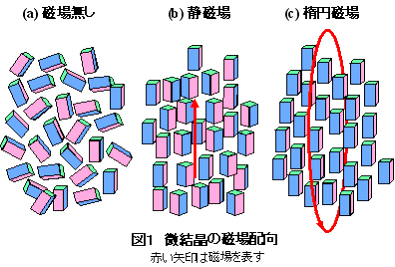 「プレス試料中の図1: 微結晶の磁場配向」の画像