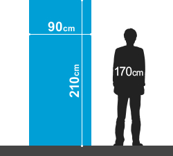 横：90cm, 縦：210cm