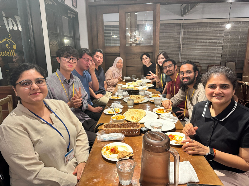 Group photo at Taj Mahal Indian restaurant, July 2nd, 2025