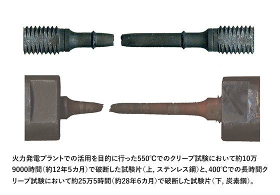 クリープデータ試験片の写真