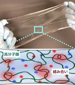 自己修復ゲルの写真と模式図