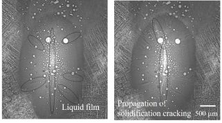 X-ray radiographs of solidification cracking at weld crater