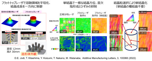 普及率が高いレーザ3DプリンタでNi単結晶の造形に成功